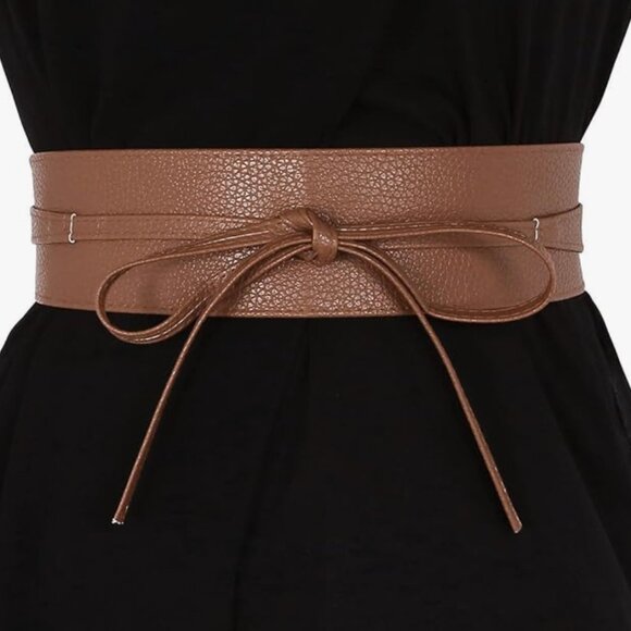 PU Leather Self Tie Wrap Belt